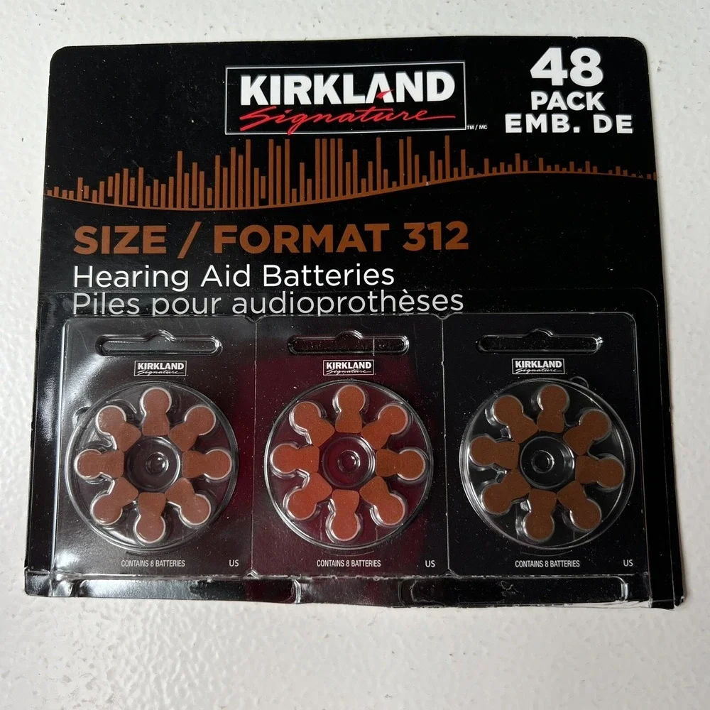 Kirkland Hearing Aid Batteries Sz 312 (Exp.5/27) Mercury Free 8 X 2 Packs= 16 ct